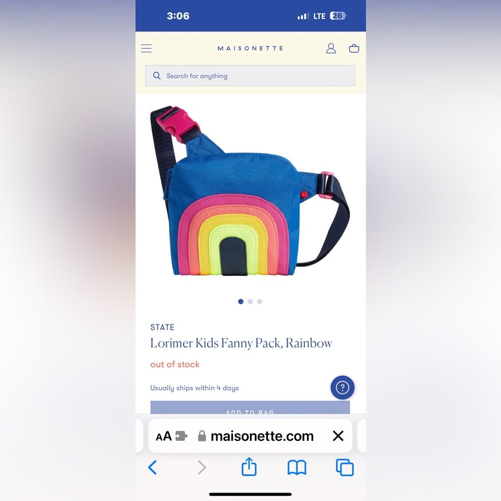 State Bags Kids Fanny Pack, Rainbow